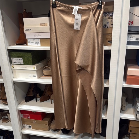 Trina Turk Gold Asymmetrical Wrap like Maxi Skirt - Picture 1 of 3